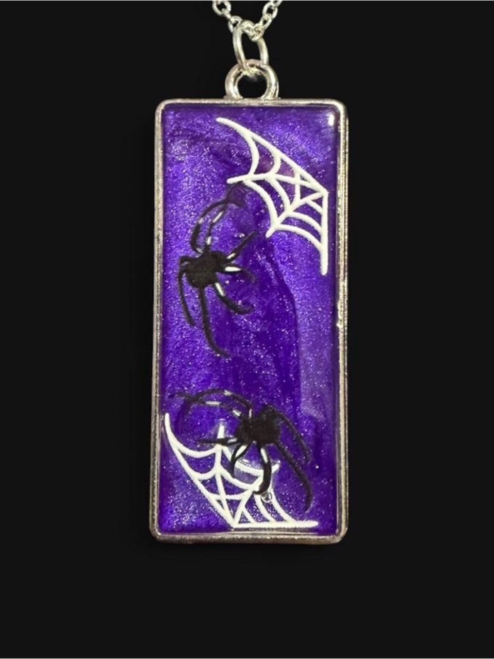 Purple Spider Web Resin Pendant Necklace